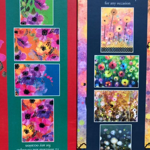 New Anemone & Pom Poms 24 pc Blank Cards Envelopes Set - Picture 2 of 5